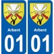 01 Arbent ville autocollant plaque sticker