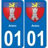 01 Aranc blason autocollant plaque stickers ville