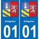 01 Arbignieu escudo de armas de la etiqueta engomada de la placa de pegatinas de la ciudad