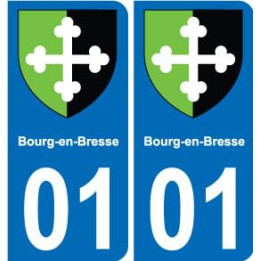 01 Bourg-en-Bresse escudo de armas de la etiqueta engomada de la placa de pegatinas de la ciudad