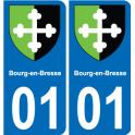 01 Bourg-en-Bresse escudo de armas de la etiqueta engomada de la placa de pegatinas de la ciudad