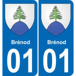 01 Brénod escudo de armas de la etiqueta engomada de la placa de pegatinas de la ciudad