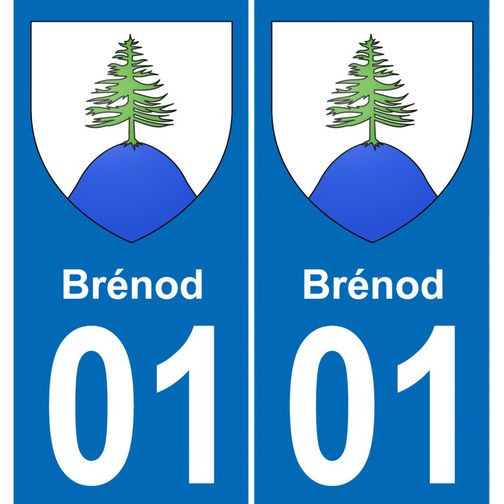 01 Brénod escudo de armas de la etiqueta engomada de la placa de pegatinas de la ciudad