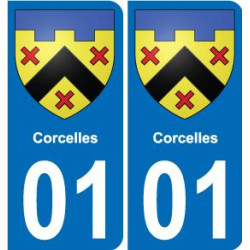 01 Corcelles escudo de armas de la etiqueta engomada de la placa de pegatinas de la ciudad