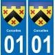 01 Corcelles blason autocollant plaque stickers ville