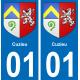 01 Cuzieu escudo de armas de la etiqueta engomada de la placa de pegatinas de la ciudad