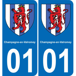 01 Champagne-en-Valromey escudo de armas de la etiqueta engomada de la placa de pegatinas de la ciudad
