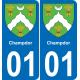 01 Champdor blason autocollant plaque stickers ville