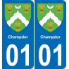 01 Champdor blason autocollant plaque stickers ville