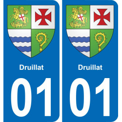 01 Druillat escudo de armas de la etiqueta engomada de la placa de pegatinas de la ciudad