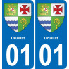 01 Druillat blason autocollant plaque stickers ville