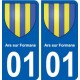 01 Ars-sur-Formans ville autocollant plaque sticker