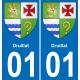 01 Druillat blason autocollant plaque stickers ville