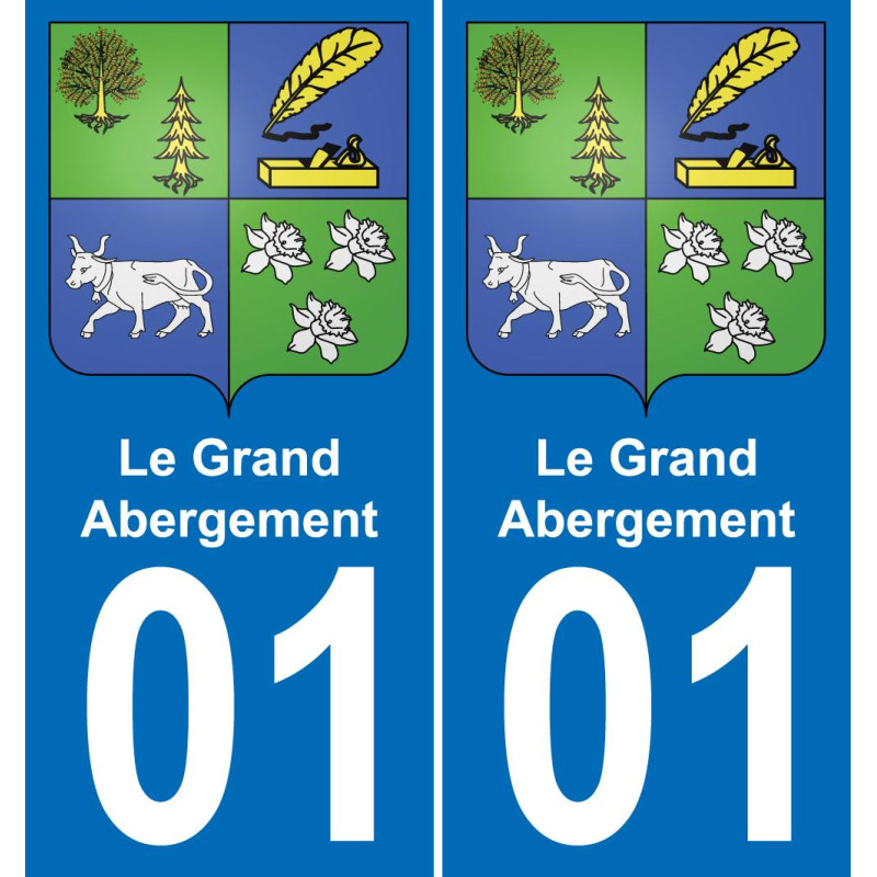 01 Le Grand-Abergement escudo de armas de la etiqueta engomada de la placa de pegatinas de la ciudad