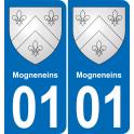 01 Mogneneins escudo de armas de la etiqueta engomada de la placa de pegatinas de la ciudad