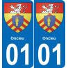 01 Oncieu blason autocollant plaque stickers ville