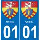 01 Oncieu coat of arms sticker plate stickers city