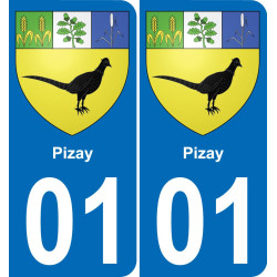 01 Pizay escudo de armas de la etiqueta engomada de la placa de pegatinas de la ciudad