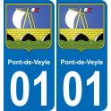 01 Pont-de-Veyle escudo de armas de la etiqueta engomada de la placa de pegatinas de la ciudad