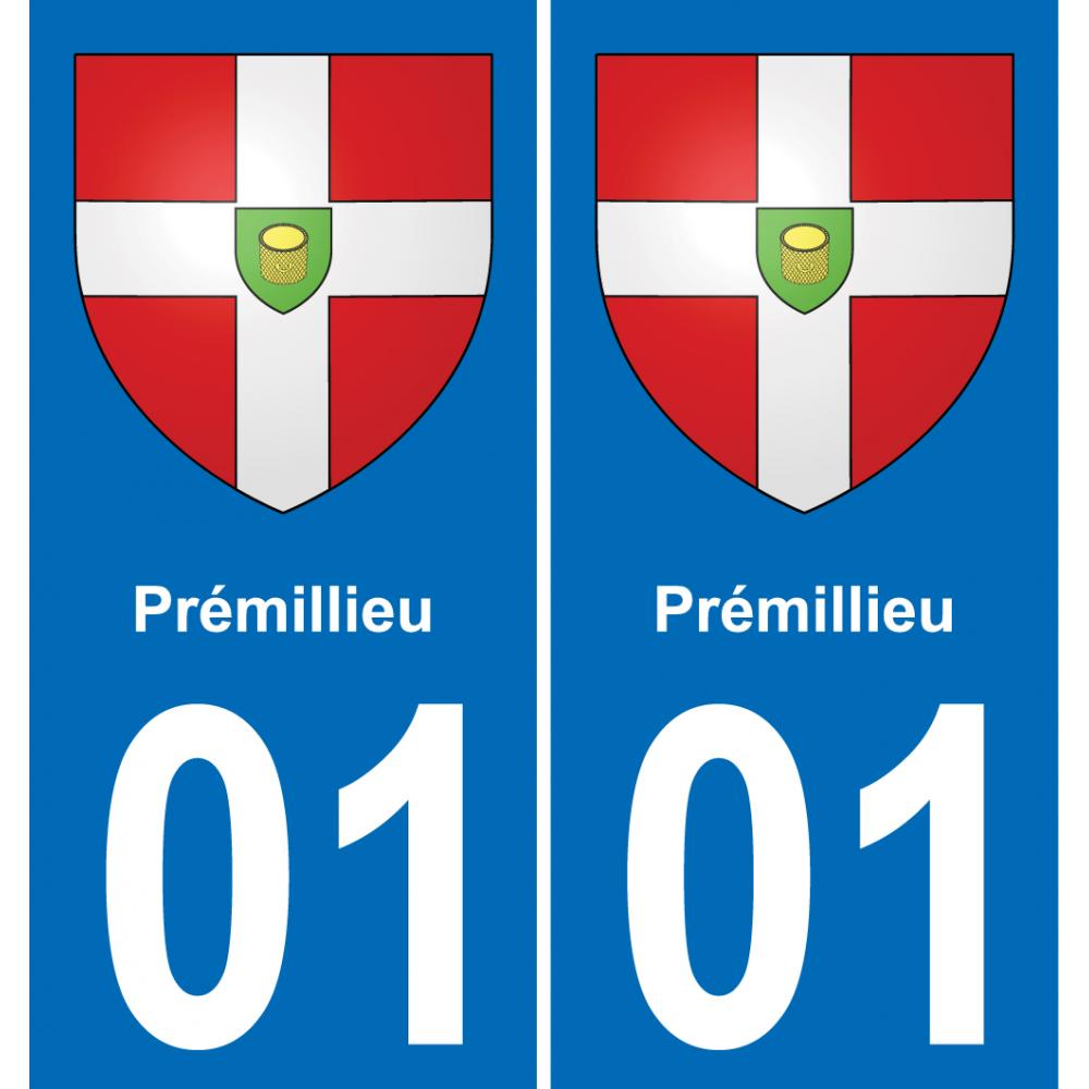 01 Prémillieu blason autocollant plaque stickers ville