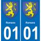 01 Romans blason autocollant plaque stickers ville