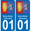 01 Saint-Didier-d'Aussiat escudo de armas de la etiqueta engomada de la placa de pegatinas de la ciudad