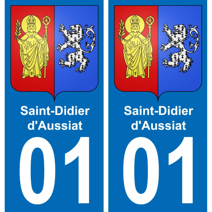 01 Saint-Didier-d'Aussiat escudo de armas de la etiqueta engomada de la placa de pegatinas de la ciudad