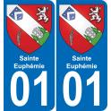 01 Sainte-Euphémie escudo de armas de la etiqueta engomada de la placa de pegatinas de la ciudad