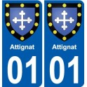 01 Attignat ville autocollant plaque sticker