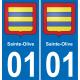 01 Sainte-Olive escudo de armas de la etiqueta engomada de la placa de pegatinas de la ciudad