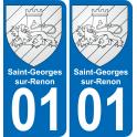 01 Saint-Georges-sur-Renon escudo de armas de la etiqueta engomada de la placa de pegatinas de la ciudad