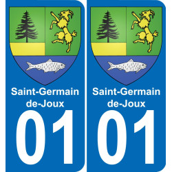 01 Saint-Germain-de-Joux escudo de armas de la etiqueta engomada de la placa de pegatinas de la ciudad