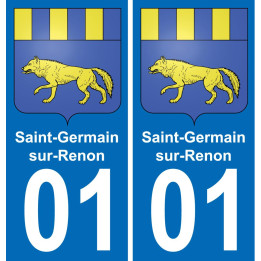 01 Saint-Germain-sur-Renon escudo de armas de la etiqueta engomada de la placa de pegatinas de la ciudad