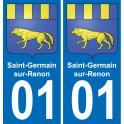 01 Saint-Germain-sur-Renon escudo de armas de la etiqueta engomada de la placa de pegatinas de la ciudad
