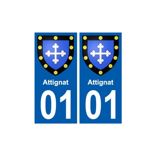 01 Attignat ville autocollant plaque sticker