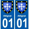 01 Attignat city sticker, plate sticker