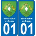 01 Saint-Sorlin-en-Bugey escudo de armas de la etiqueta engomada de la placa de pegatinas de la ciudad