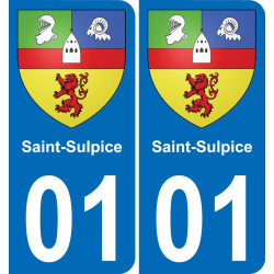 01 Saint-Sulpice escudo de armas de la etiqueta engomada de la placa de pegatinas de la ciudad