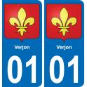 01 Verjon escudo de armas de la etiqueta engomada de la placa de pegatinas de la ciudad