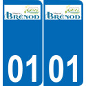 01 Brénod escudo de armas de la etiqueta engomada de la placa de pegatinas de la ciudad