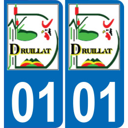 01 Druillat escudo de armas de la etiqueta engomada de la placa de pegatinas de la ciudad