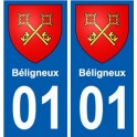 01 Béligneux ville autocollant plaque sticker