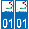 01 Sainte-Olive escudo de armas de la etiqueta engomada de la placa de pegatinas de la ciudad