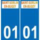 01 Saint-Sorlin-en-Bugey escudo de armas de la etiqueta engomada de la placa de pegatinas de la ciudad