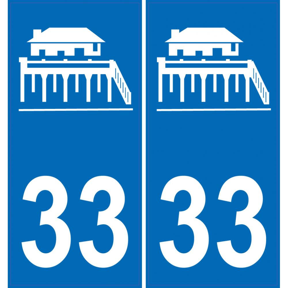 33 Gironde Bassin d'Arcachon Cabane Tchanquée Landes de Gascogneville sticker autocollant plaque immatriculation auto logo658