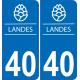 40 Landes Cône de pin pomme de pin sapin ville sticker autocollant plaque immatriculation auto logo1564