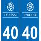 40 Landes Tyrosse Cône de pin pomme de pin sapin ville sticker autocollant plaque immatriculation auto logo1546