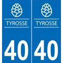 40 Landes Tyrosse Cône de pin pomme de pin sapin ville sticker autocollant plaque immatriculation auto logo1546