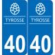 40 Landes Tyrosse Cône de pin pomme de pin sapin ville sticker autocollant plaque immatriculation auto logo1546