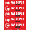 5x stop pas de pub publicité rouge boite lettres sticker autocollant logo6655